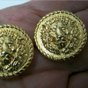Gianni Versace Profumi Goldtone Lion Earrings Clip